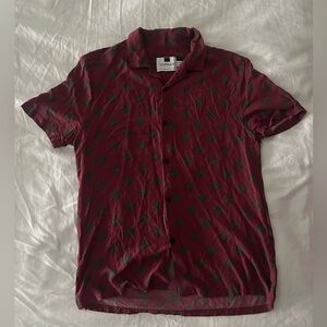 Topman Men’s Short-Sleeve Burgundy Shirt